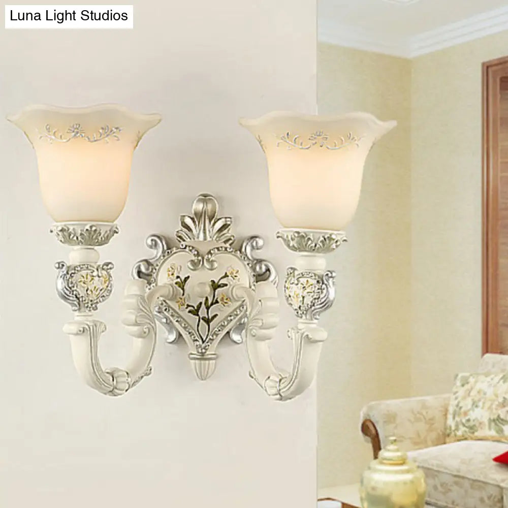 Vintage Milky Glass Sconce Lamp - Bloom Sitting Room Wall Lighting