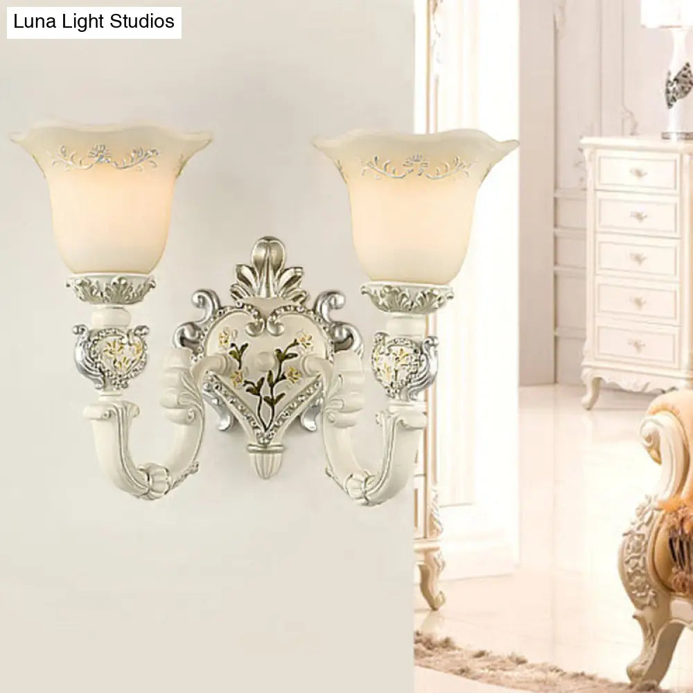 Vintage Milky Glass Sconce Lamp - Bloom Sitting Room Wall Lighting