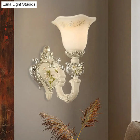 Vintage Milky Glass Sconce Lamp - Bloom Sitting Room Wall Lighting