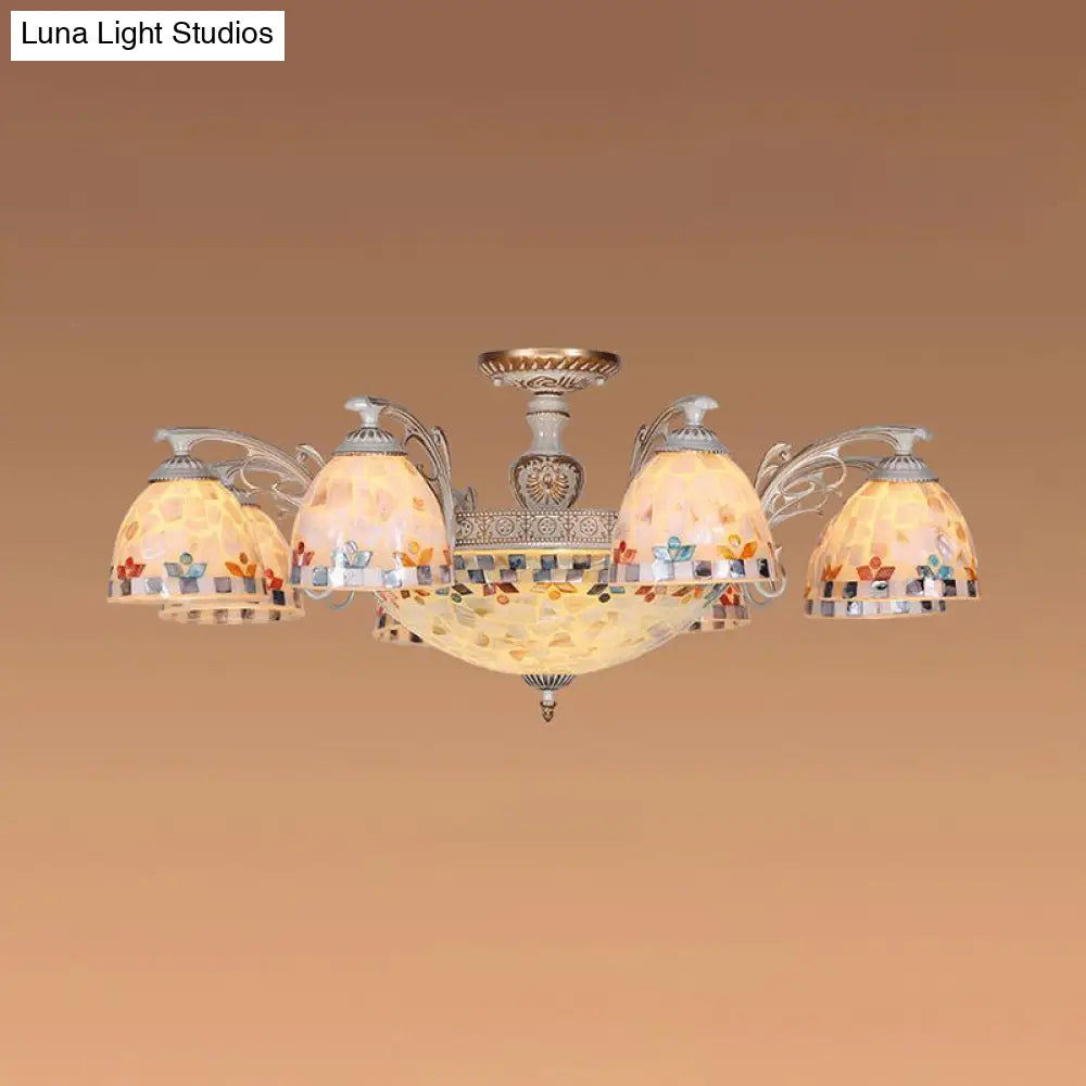 Vintage Multi Light Ceiling Lamp With Bowl Hanging Chandelier And Shelly Shade - Ideal For Living