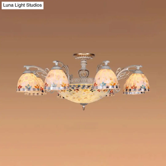 Vintage Multi - Light Chandelier With Shelly Shade For Living Room