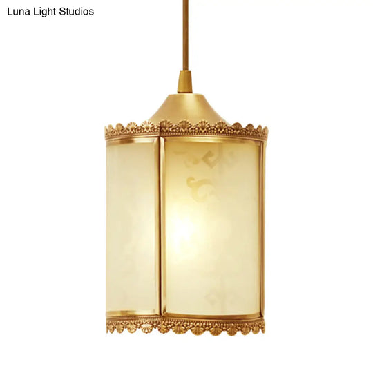 Vintage Opal Glass Brass Pendant Light - Dining Room Ceiling Lamp