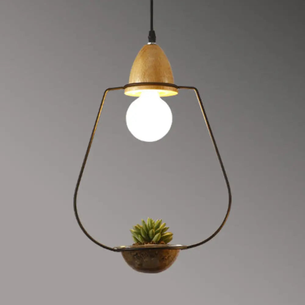 Vintage Open Cage Suspension Light - Stylish 8.5’/11’ Wide Metallic Pendant With Flower Pot