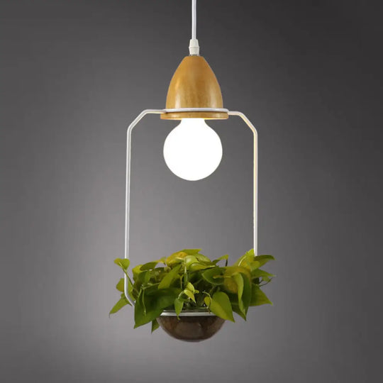 Vintage Open Cage Suspension Light - Stylish 8.5’/11’ Wide Metallic Pendant With Flower Pot