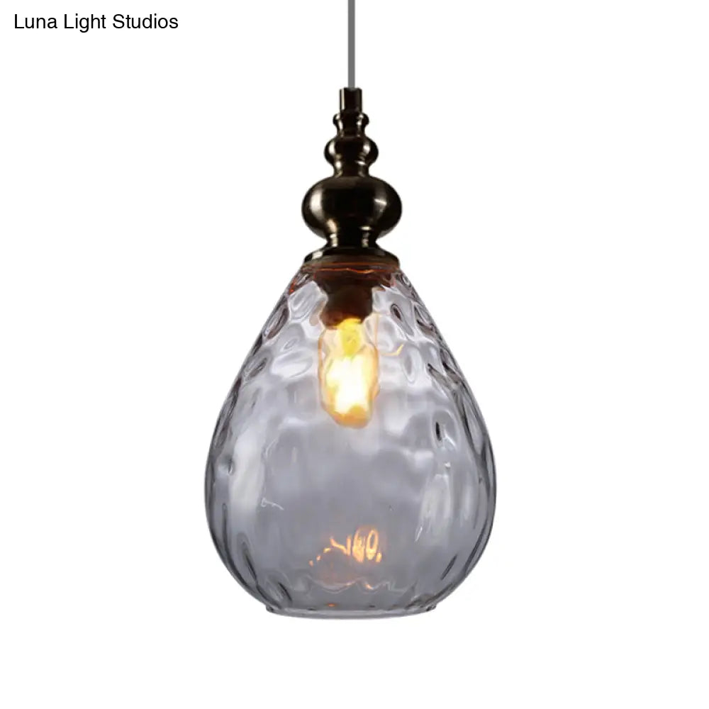 Vintage Raindrop Glass Pendant Lamp With Amber/Clear/Smoke Grey Shades And Flexible Arm