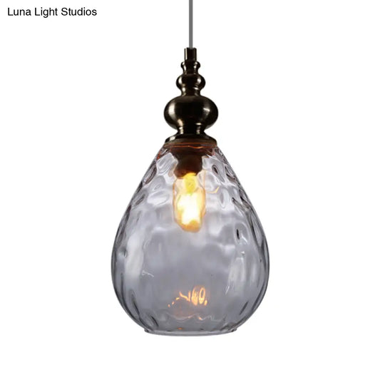 Vintage Raindrop Glass Pendant Lamp With Amber/Clear/Smoke Grey Shades And Flexible Arm