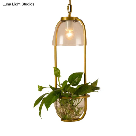 Vintage Rectangle Pendant Ceiling Light: Metal Led Suspension Lamp (1 Bulb) In Black/White/Gold For