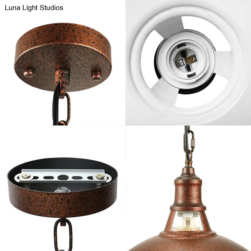 Vintage Rustic Barn Pendant Lighting 1-Light Iron Hanging Lamp For Kitchen - Stylish & Adjustable
