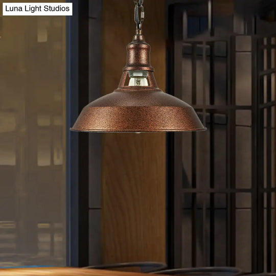 Rustic Barn Pendant Light With Adjustable Chain - Perfect For Kitchen And Stylish Interiors Rust
