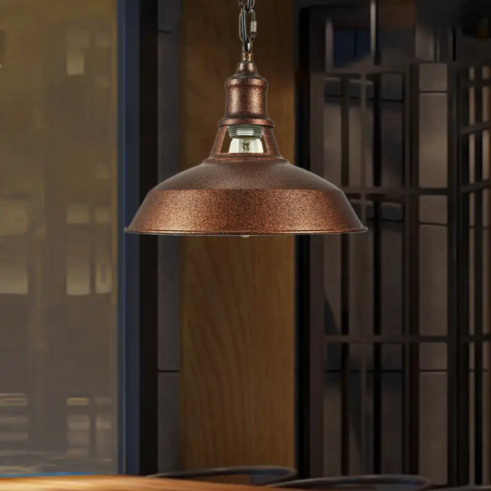 Vintage Rustic Barn Pendant Lighting 1-Light Iron Hanging Lamp For Kitchen - Stylish & Adjustable