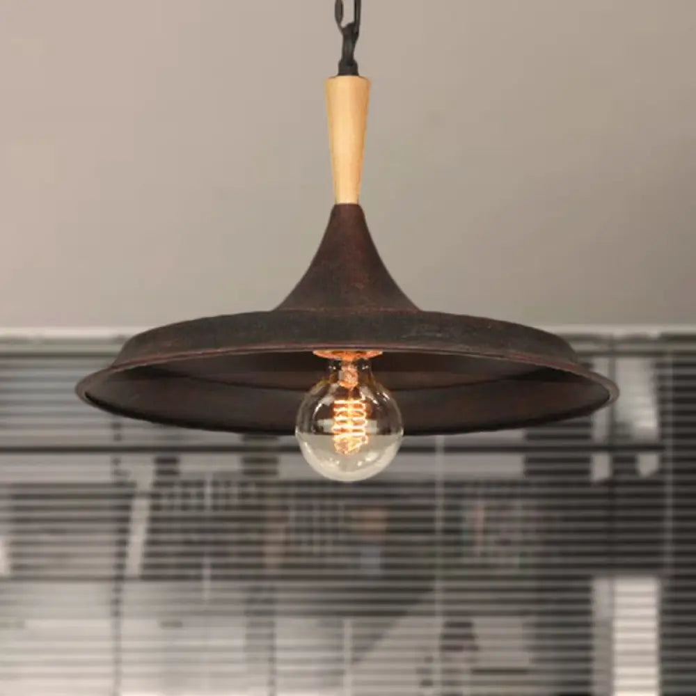 Vintage Rustic Pendant Lamp - Barn Shade Iron Lighting For Bar Rust