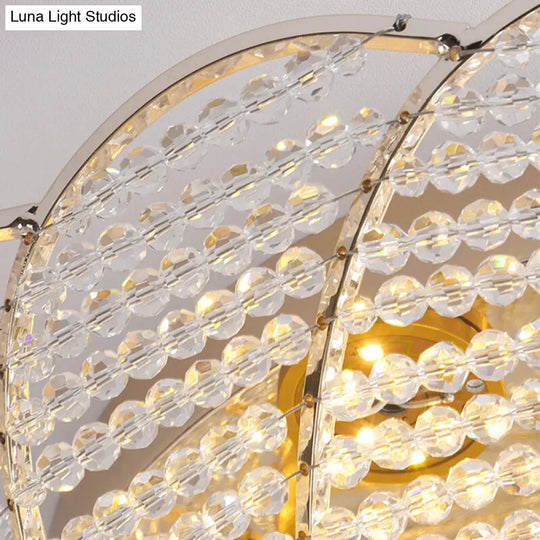 Vintage Scalloped Flush Light With Crystal Beads In Gold - 13’/16.5’/20.5’ W Yellow/White