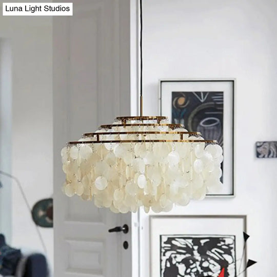 Vintage Shell Chandelier - 6-Light White Dining Room Lighting