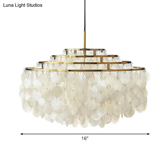 Vintage Shell Chandelier - 6-Light White Dining Room Lighting