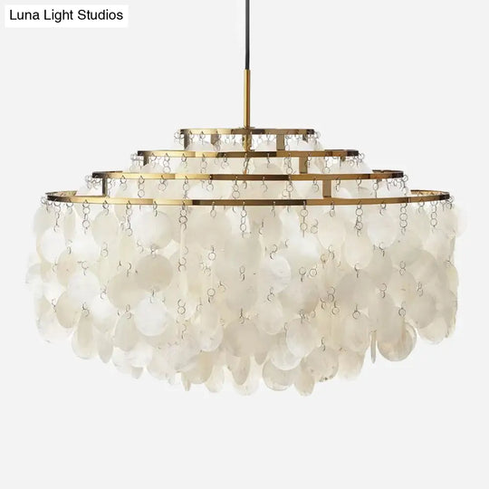 Vintage Shell Chandelier - 6-Light White Dining Room Lighting