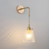 Vintage Single-Bulb Bedside Wall Mounted Lamp In Gold - Shaded Glass Light Fixture / B