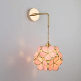 Vintage Single-Bulb Bedside Wall Mounted Lamp In Gold - Shaded Glass Light Fixture / P