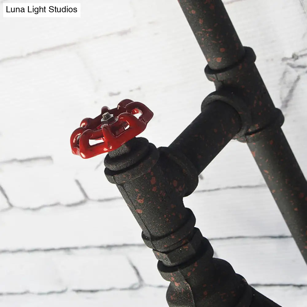 Vintage Single-Bulb Conical Wall Light Fixture With Water Pipe Iron Mounted Lamp In Rust