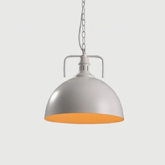 Vintage Single-Bulb Metallic Pendant Light - Pot Cover Design Restaurant Lighting Fixture White /