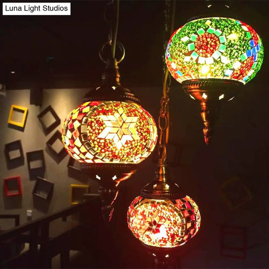 Vintage Stained Glass Pendant Light - Restaurant Suspension Fixture