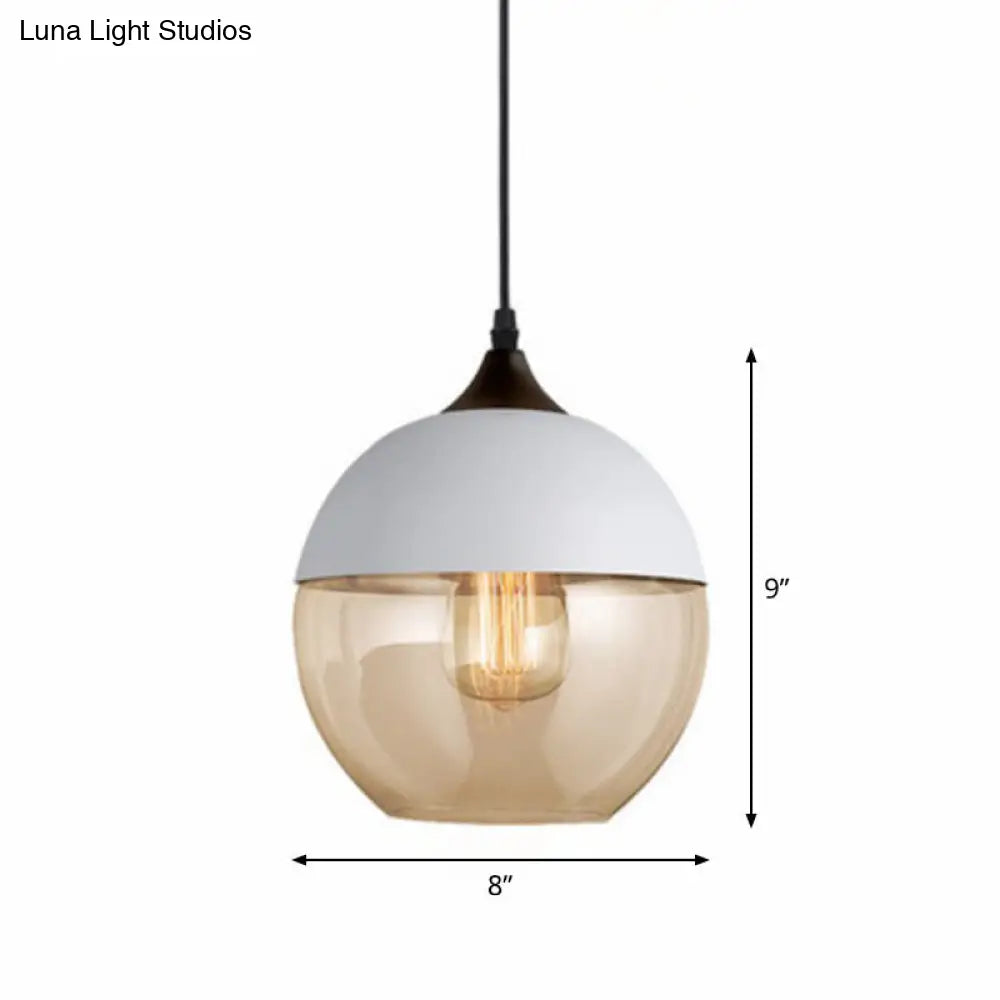 Vintage-Style Amber Glass Hanging Lamp - Single-Bulb Pendant For Dining Room Lighting White / A