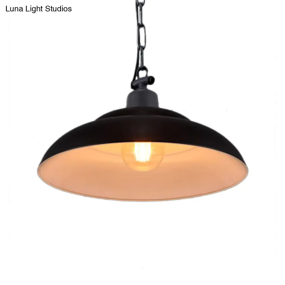 Vintage Style Black/Green Metallic Hanging Lamp With Chain - Indoor Pendant Light