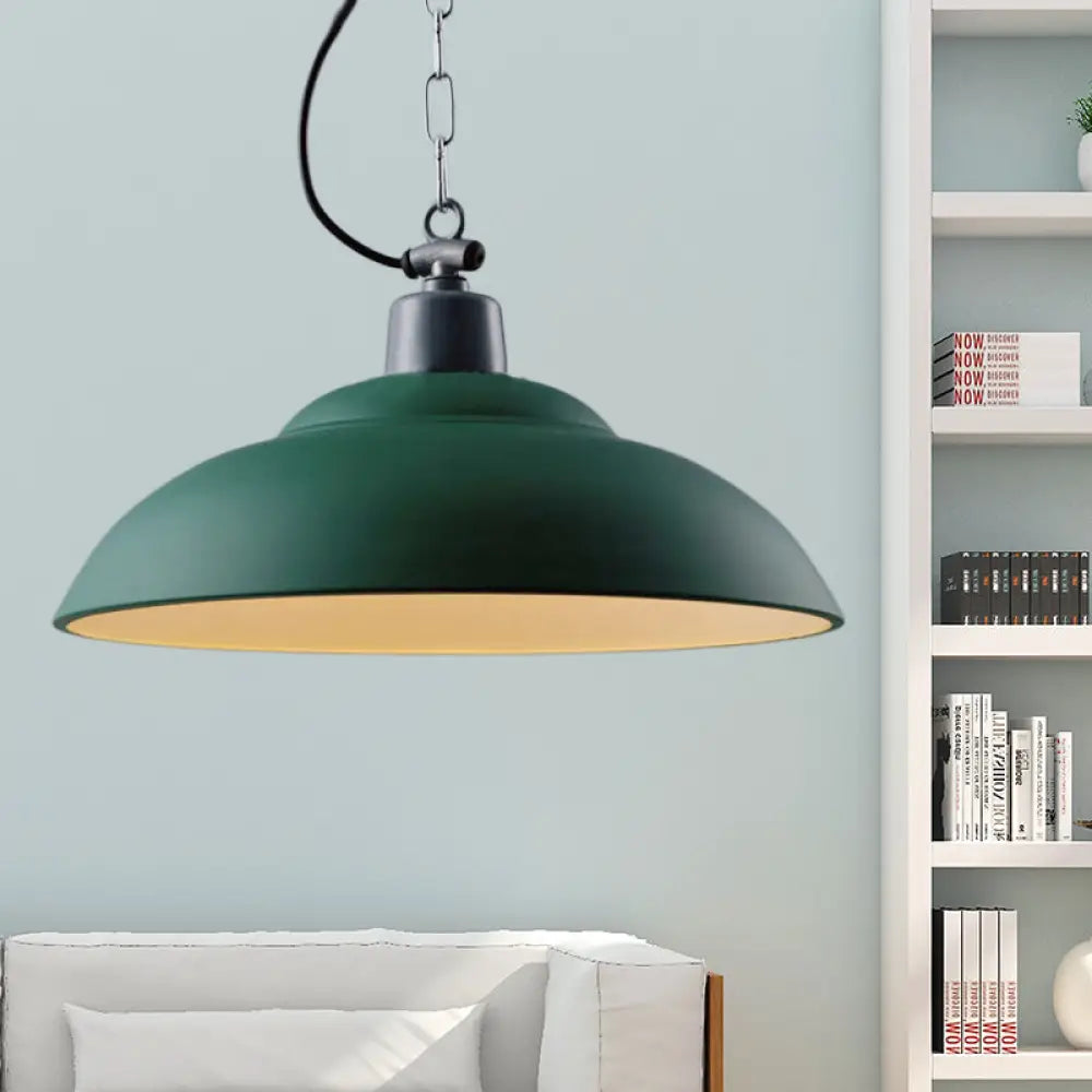 Vintage Style Black/Green Metallic Hanging Lamp With Chain - Indoor Pendant Light Green