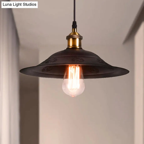Vintage Style Black Metal Hanging Lamp - Bell Shade Pendant For Living Room