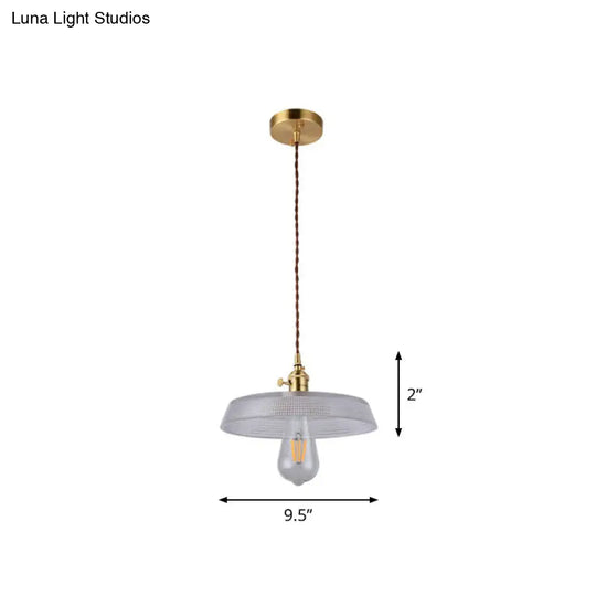 Vintage Style Brass Pendant Hanging Lamp With Glass Shade - Single-Bulb Dining Room Lighting / C