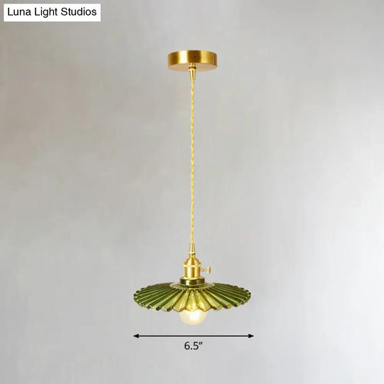 Vintage Style Brass Pendant Hanging Lamp With Glass Shade - Single-Bulb Dining Room Lighting / A