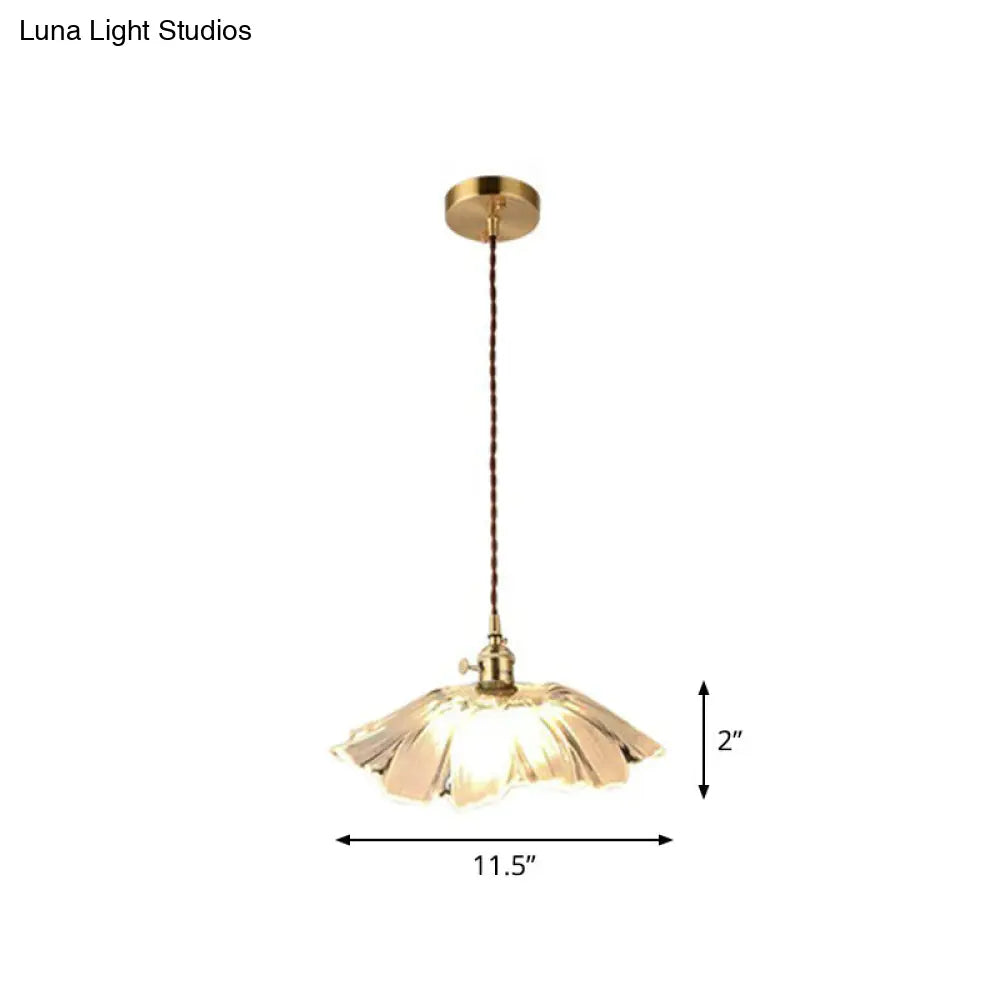 Vintage Style Brass Pendant Hanging Lamp With Glass Shade - Single-Bulb Dining Room Lighting / K