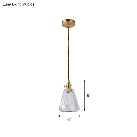 Vintage Style Brass Pendant Hanging Lamp With Glass Shade - Single-Bulb Dining Room Lighting / L