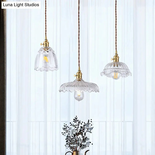 Vintage-Style Brass Pendant Lamp With Glass Shade For Dining Room Lighting