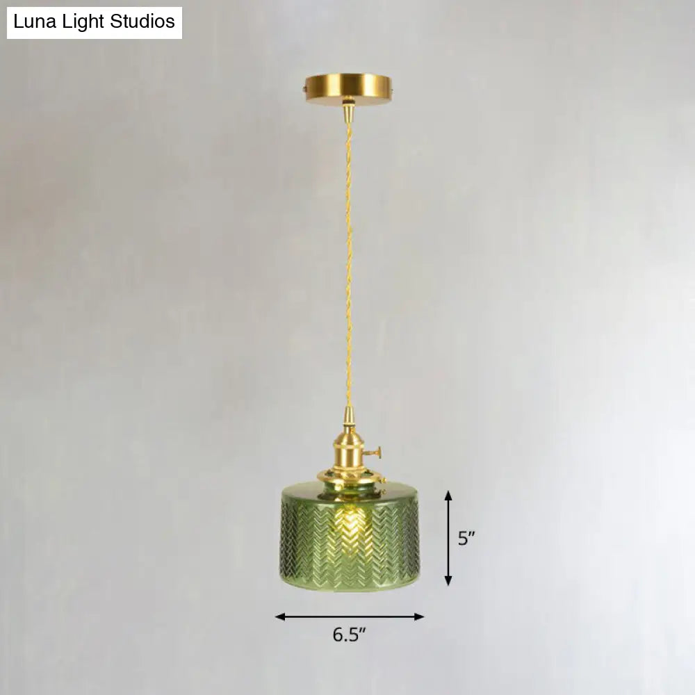 Vintage Style Brass Pendant Hanging Lamp With Glass Shade - Single-Bulb Dining Room Lighting / I