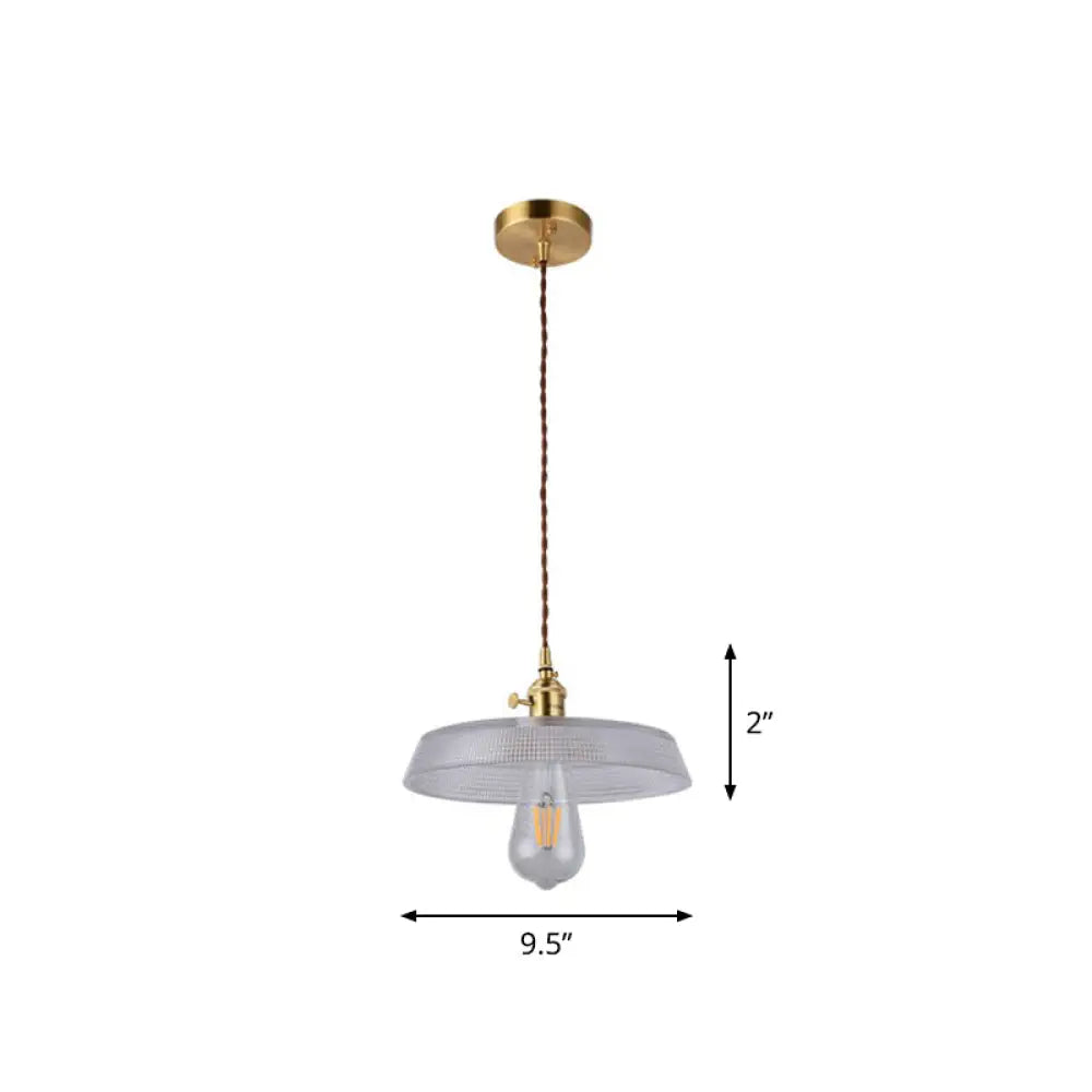 Vintage-Style Brass Pendant Lamp With Glass Shade For Dining Room Lighting / C
