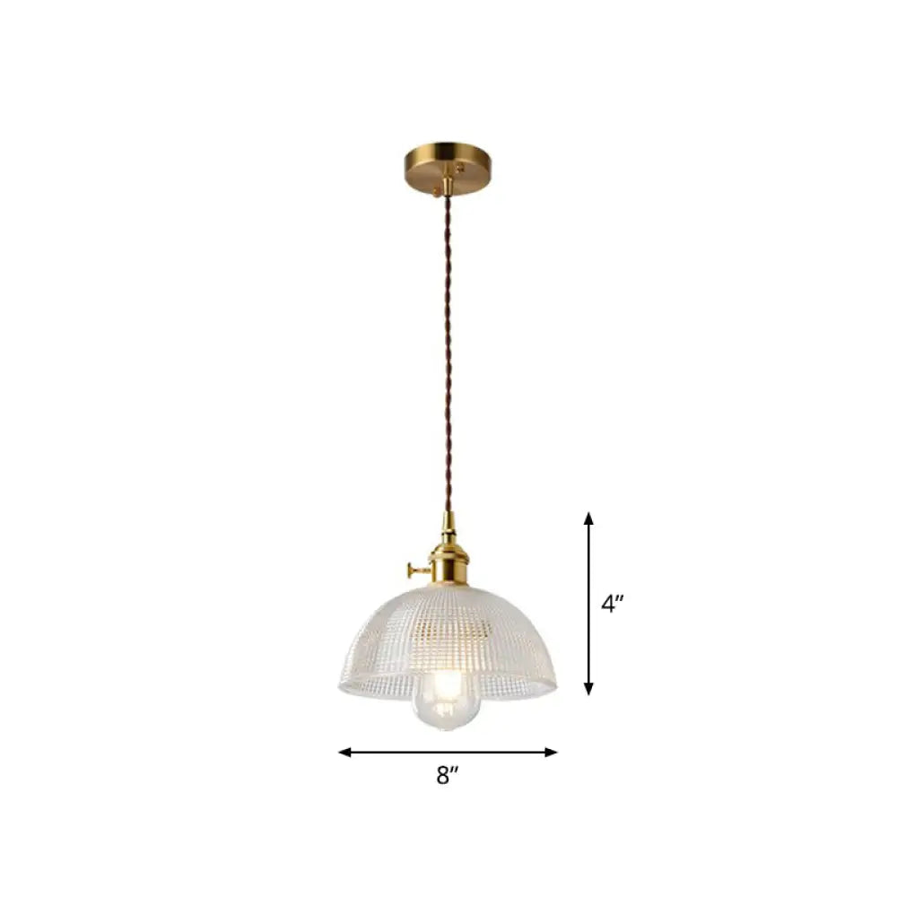 Vintage-Style Brass Pendant Lamp With Glass Shade For Dining Room Lighting / H