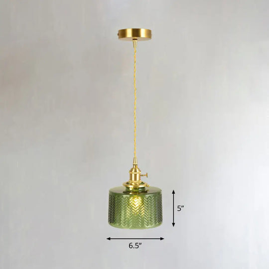 Vintage-Style Brass Pendant Lamp With Glass Shade For Dining Room Lighting / I