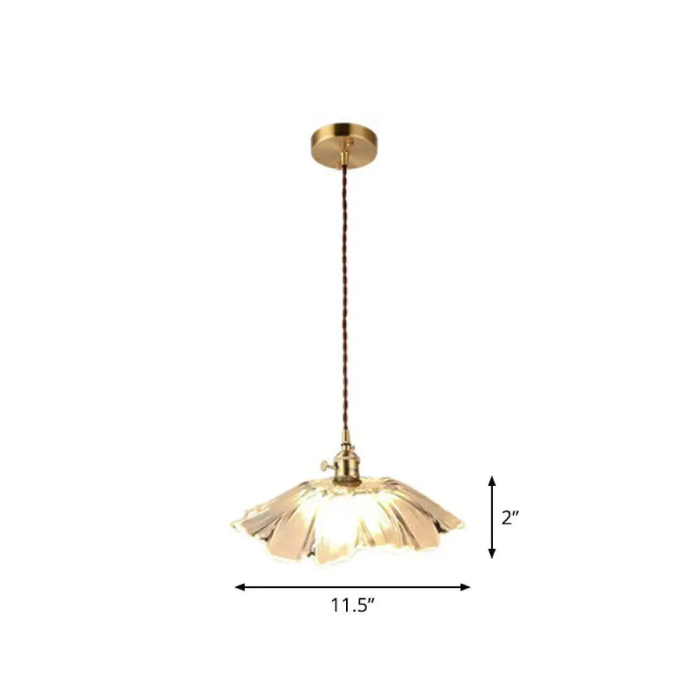 Vintage-Style Brass Pendant Lamp With Glass Shade For Dining Room Lighting / K