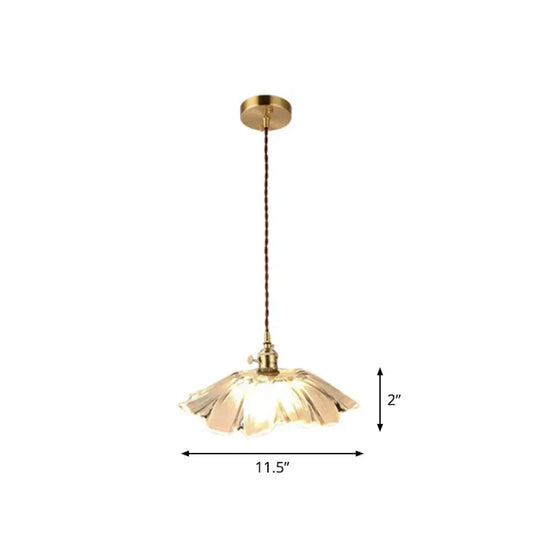 Vintage-Style Brass Pendant Lamp With Glass Shade For Dining Room Lighting / K