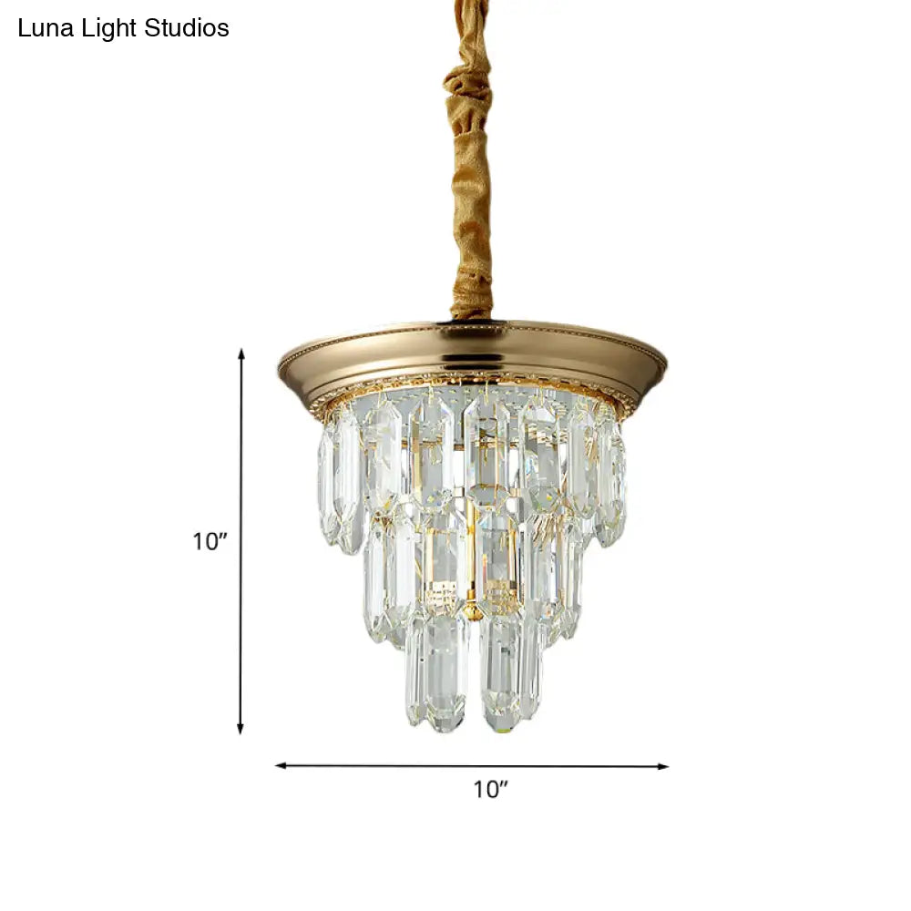 Vintage Style Crystal Pendant Light 3 Tiers Led Dining Room Hanging Lamp (Black/Gold)