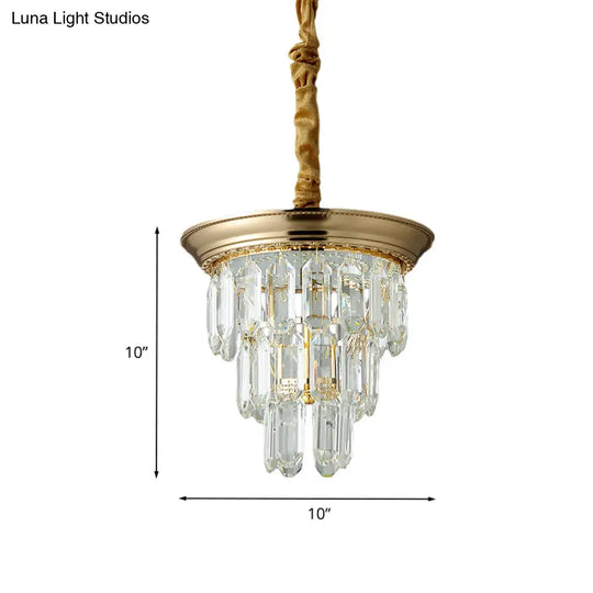 Vintage Style Crystal Pendant Light 3 Tiers Led Dining Room Hanging Lamp (Black/Gold)