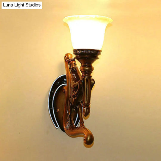 Vintage Style Dark Brown Steed Wall Mount Lamp - Resin Sconce Light Fixture