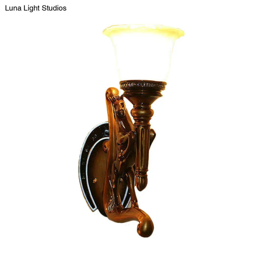 Vintage Style Dark Brown Steed Wall Mount Lamp - Resin Sconce Light Fixture