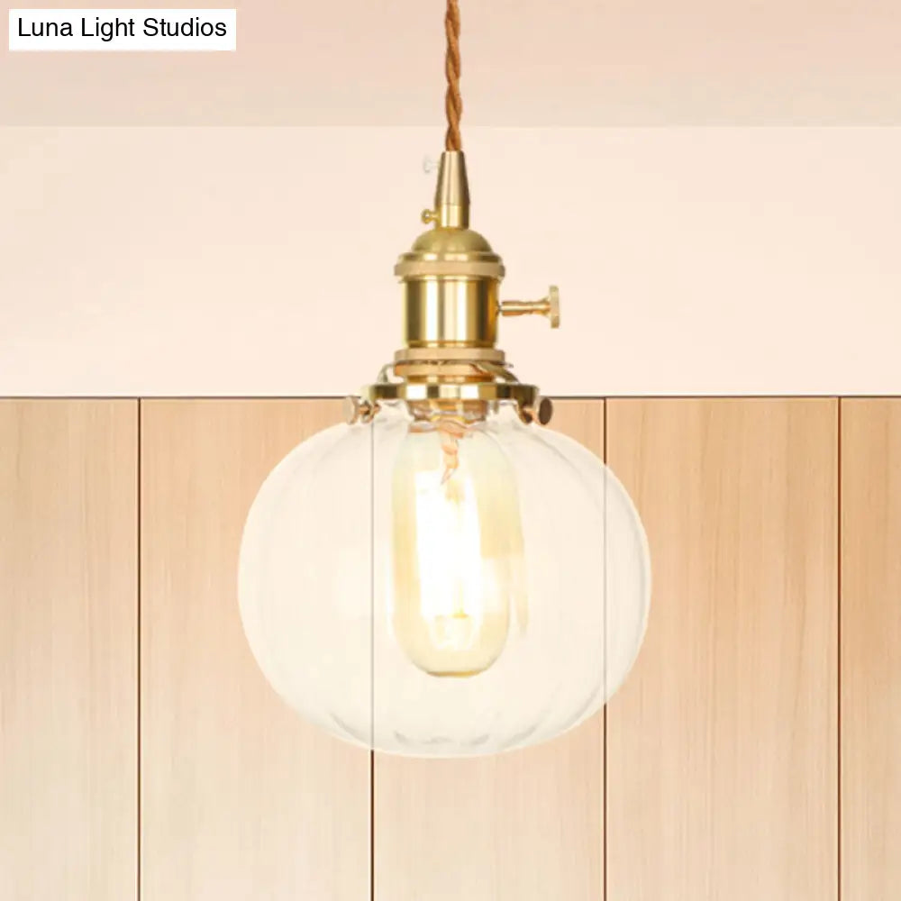 Vintage-Style Globe Pendant Light With Clear Glass Finish - Ideal Foyer Hanging Fixture