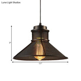 Vintage Style Hanging Light With Mesh Conic Shade - Metallic Pendant Ceiling
