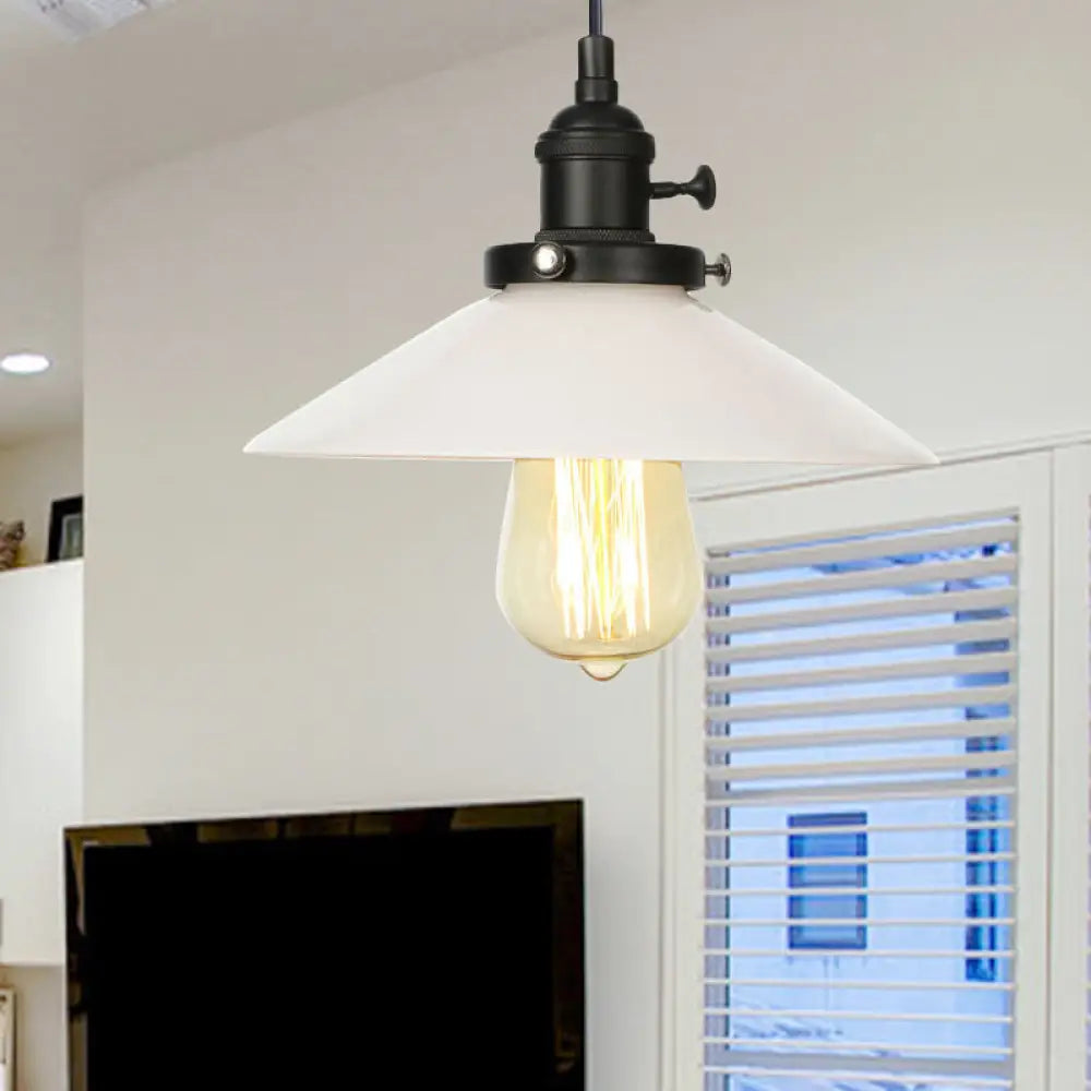 Vintage Style Hanging Pendant Lamp - Height Adjustable Conic Restaurant Lighting Black