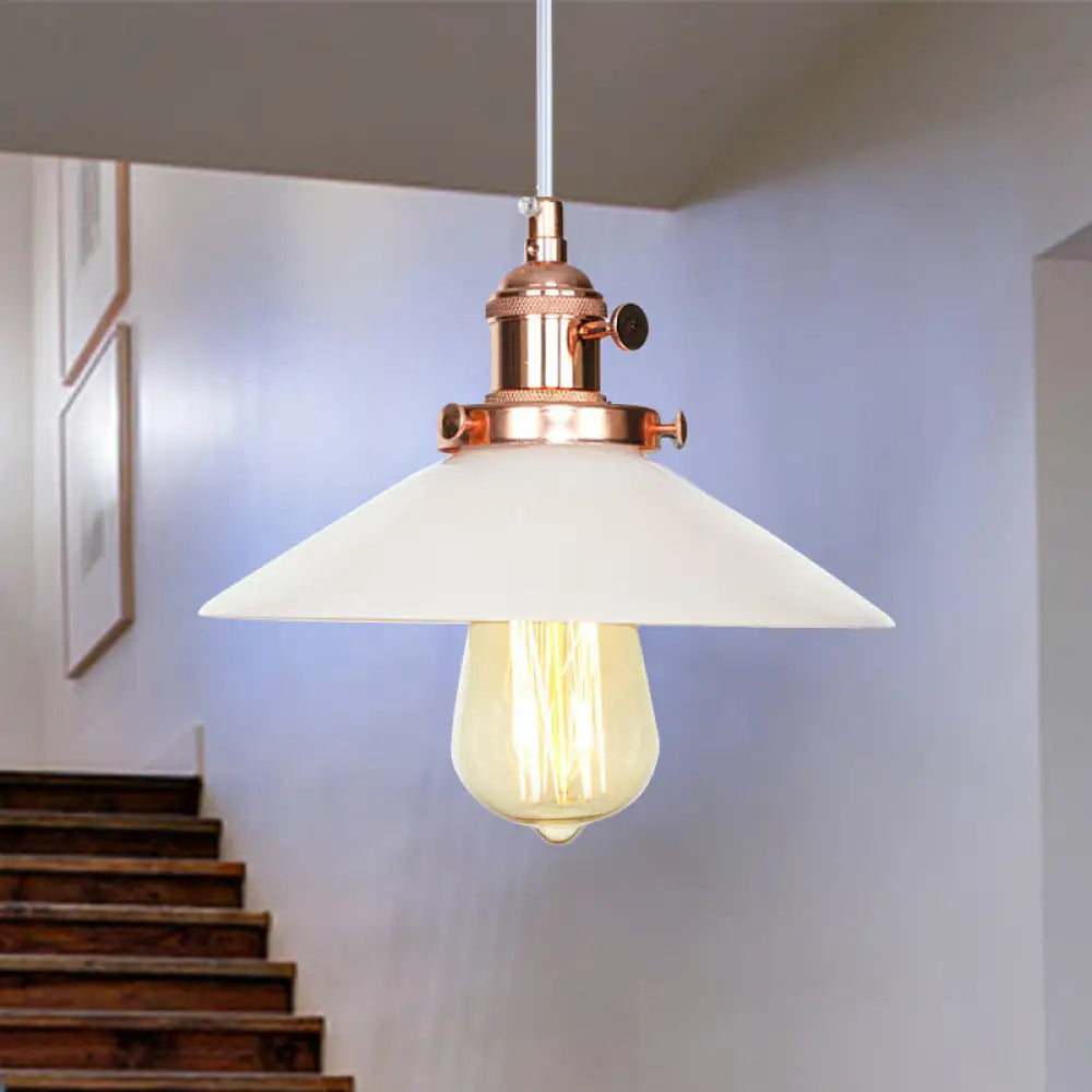 Vintage Style Hanging Pendant Lamp - Height Adjustable Conic Restaurant Lighting Rose Gold