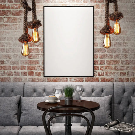 Vintage Style Light Brown Rope Pendant With Open Bulb - 2 Heads Ceiling Hanging Lighting For Bar