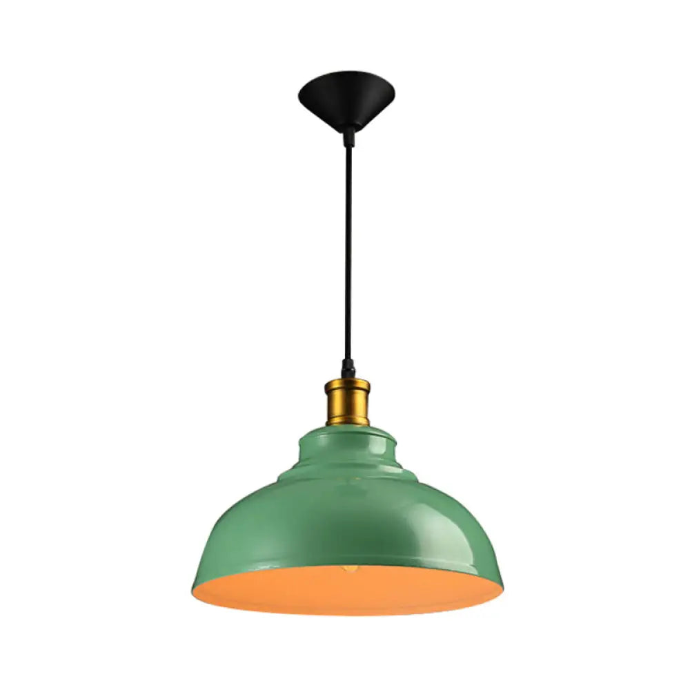 Vintage Style Metal Ceiling Pendant Light With Black/Green Suspension Cord - Perfect For Living