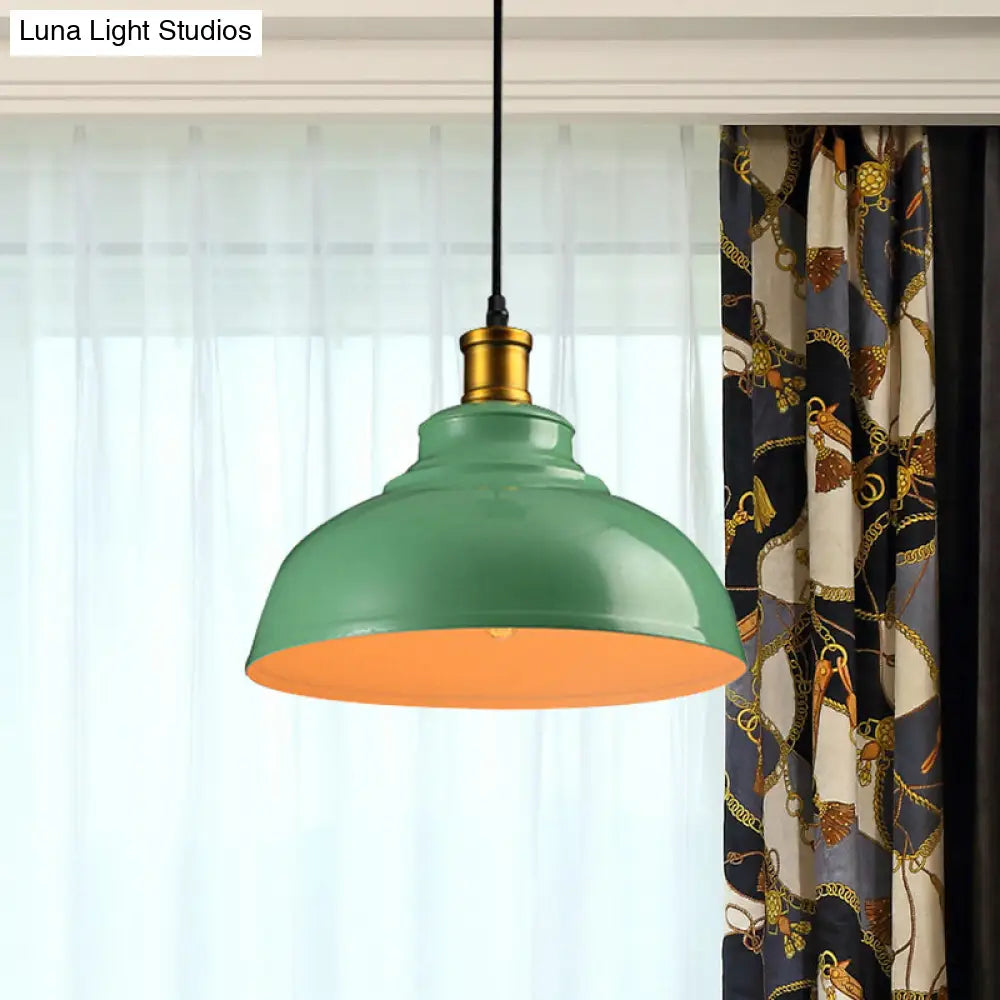 Vintage Style Metal Ceiling Pendant Light With Black/Green Suspension Cord - Perfect For Living Room